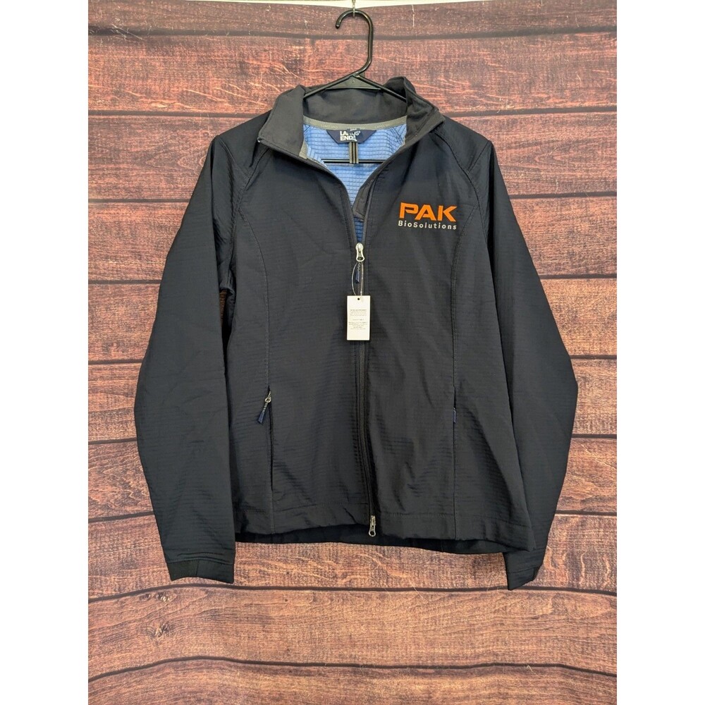 Lands End Womens‎ Full Zip Softshell Waffle Fleece Jacket Navy Size M Oeko-Tex